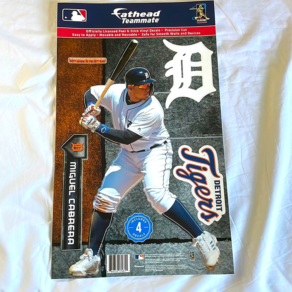Fathead Miguel Cabrera 10”x16.5” includes 4 wall decals Brand New!!!